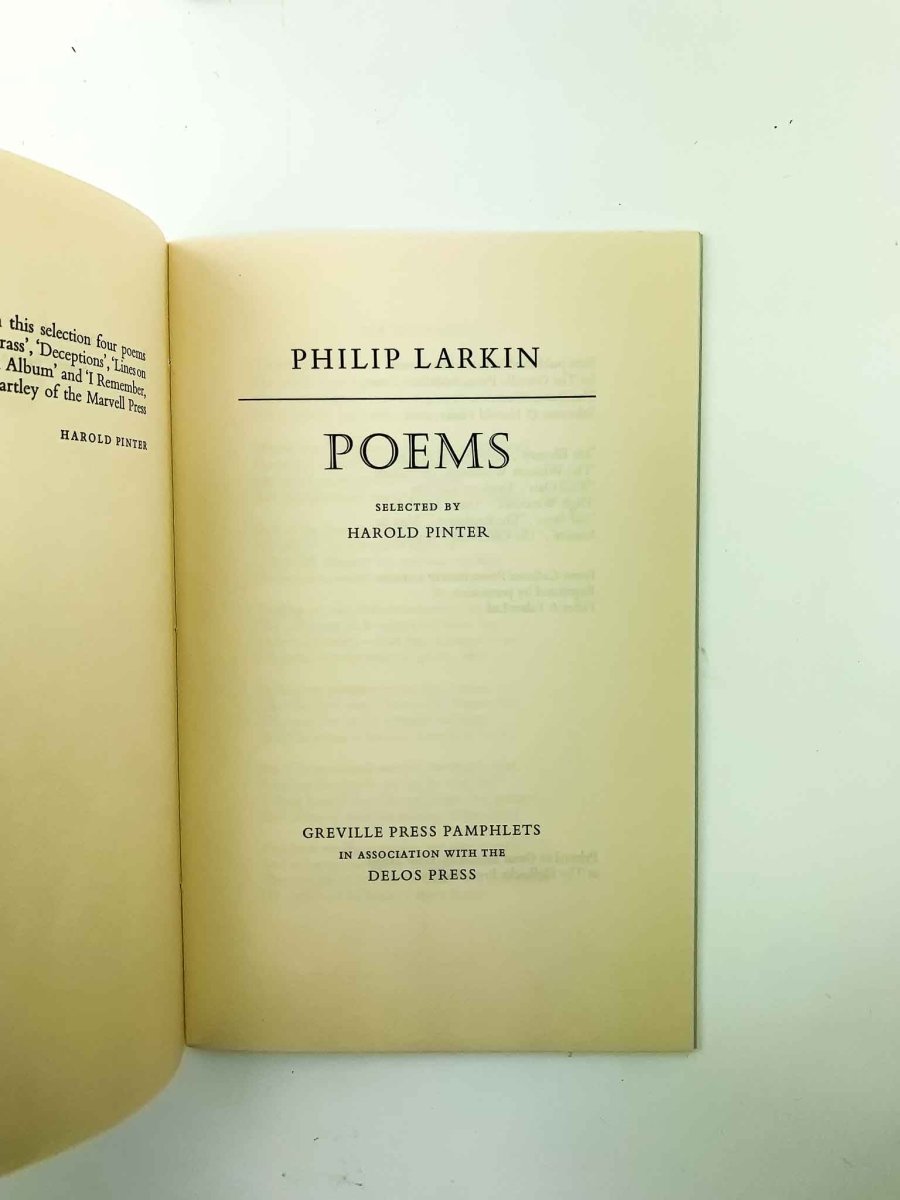 Larkin, Philip - Poems by Philip Larkin - SIGNED by selector, Harold Pinter - SIGNED | image3