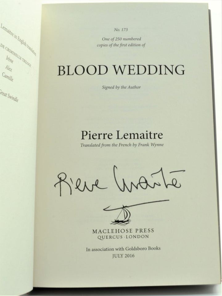 Lemaitre, Pierre - Blood Wedding - SIGNED | back cover