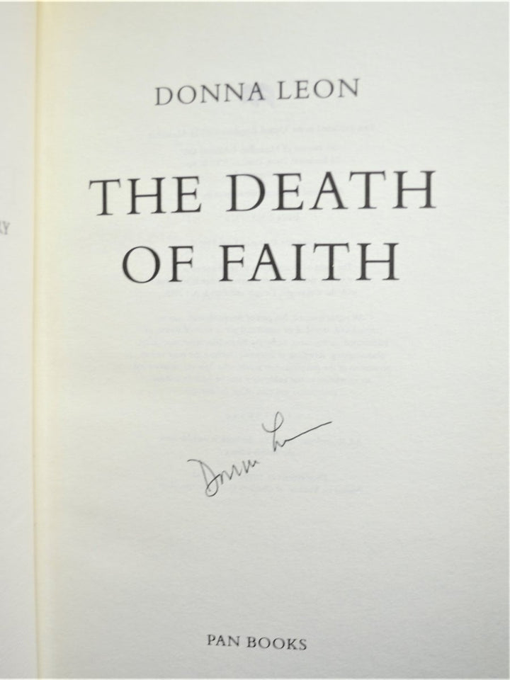 Leon, Donna - The Death of Faith (SIGNED) | signature page