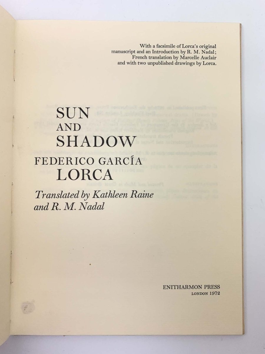 Lorca, Federico Garcia - Sun and Shadow | pages