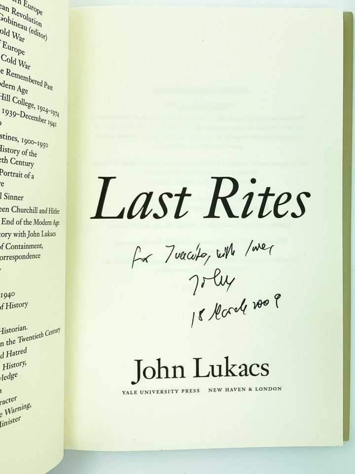 Lukacs, John - Last Rites - SIGNED | signature page