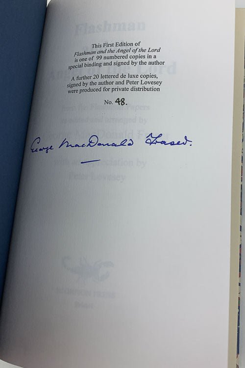 MacDonald Fraser, George - Flashman and the Angel of the Lord - SIGNED | signature page