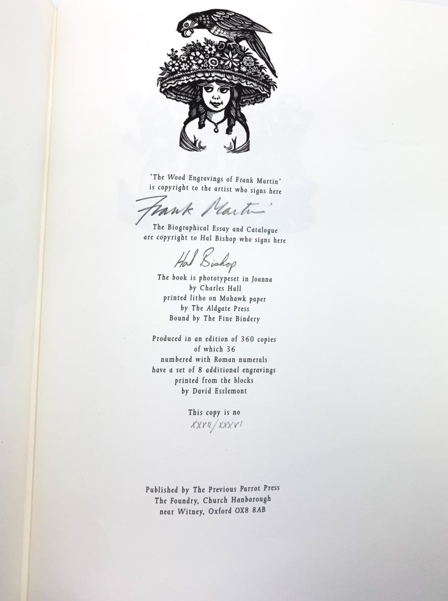 Martin, Frank - The Wood Engravings of Frank Martin - SIGNED | signature page
