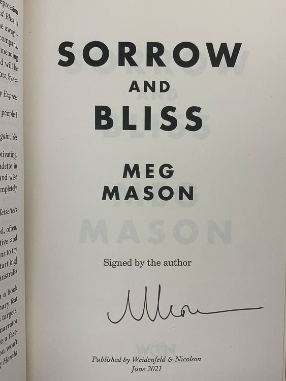 Mason, Meg - Sorrow and Bliss - SIGNED | back cover