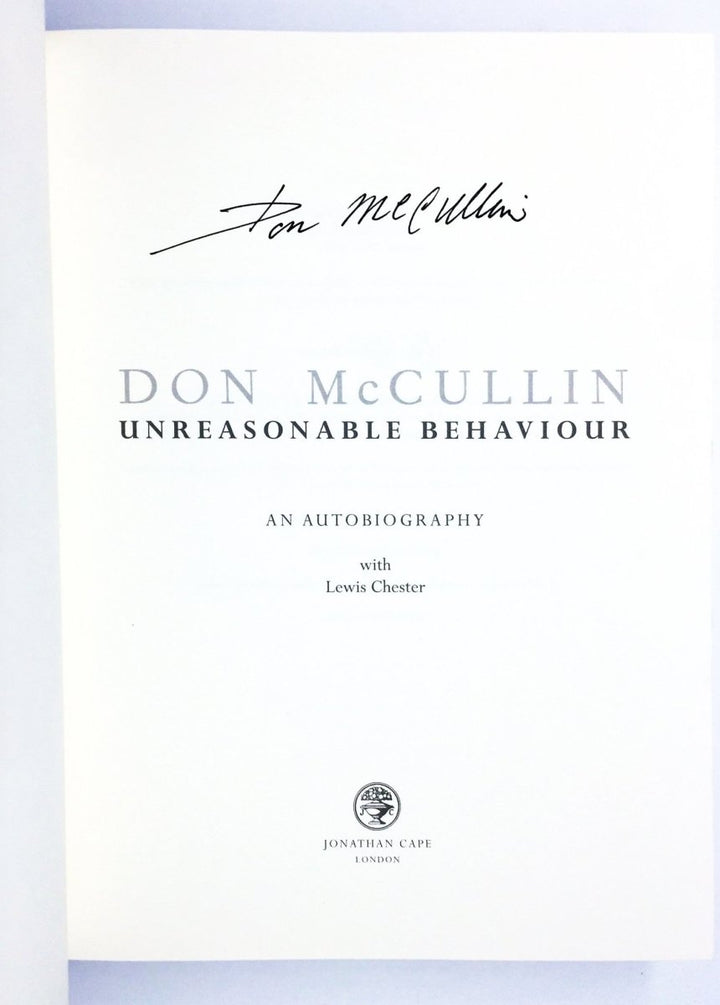 McCullin, Don - Unreasonable Behaviour - SIGNED | signature page