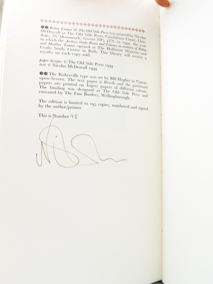 McDowall, Nicholas - Robin Tanner & The Old Stile Press - SIGNED | book detail 5