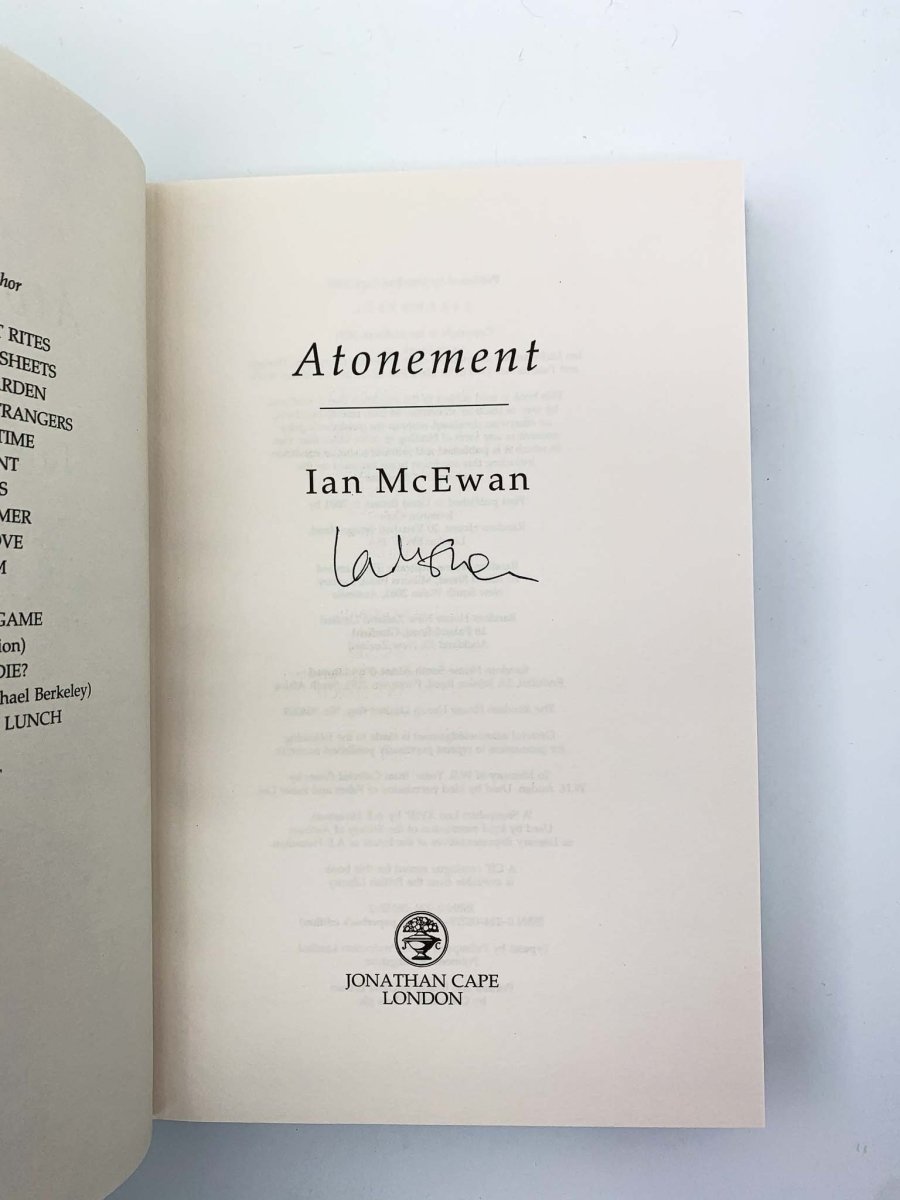McEwan, Ian - Atonement SIGNED | signature page
