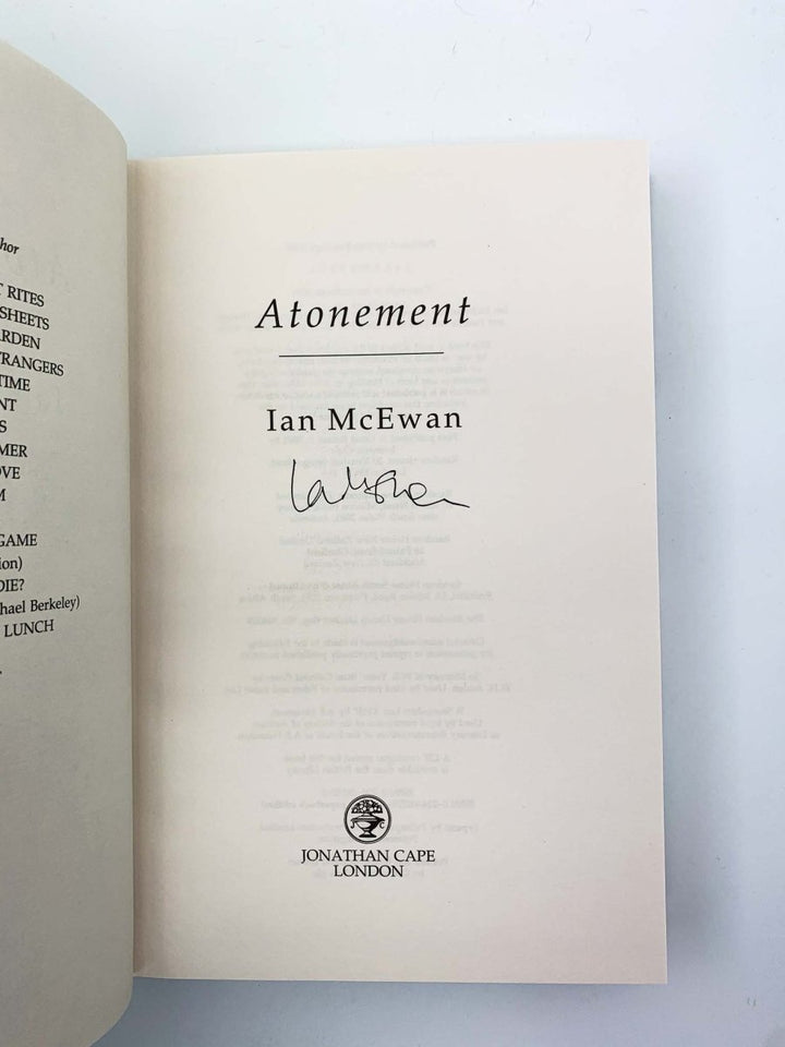McEwan, Ian - Atonement SIGNED | signature page