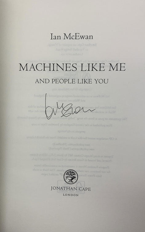 McEwan, Ian - Machines Like Me - SIGNED | signature page