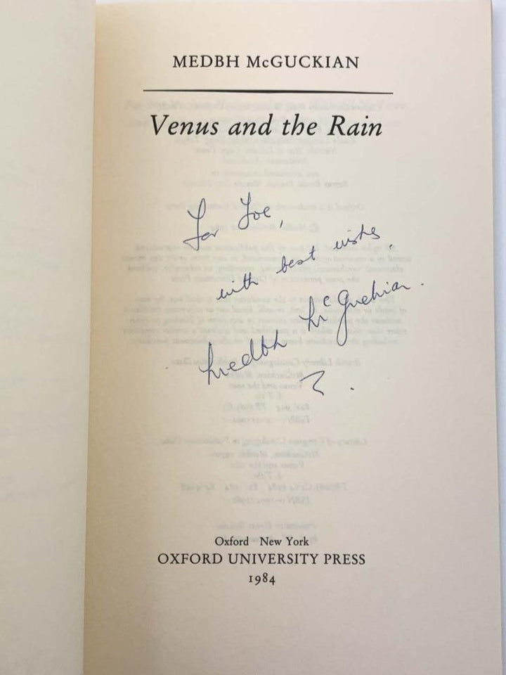 McGuckian, Medbh - Venus and the Rain - SIGNED | back cover