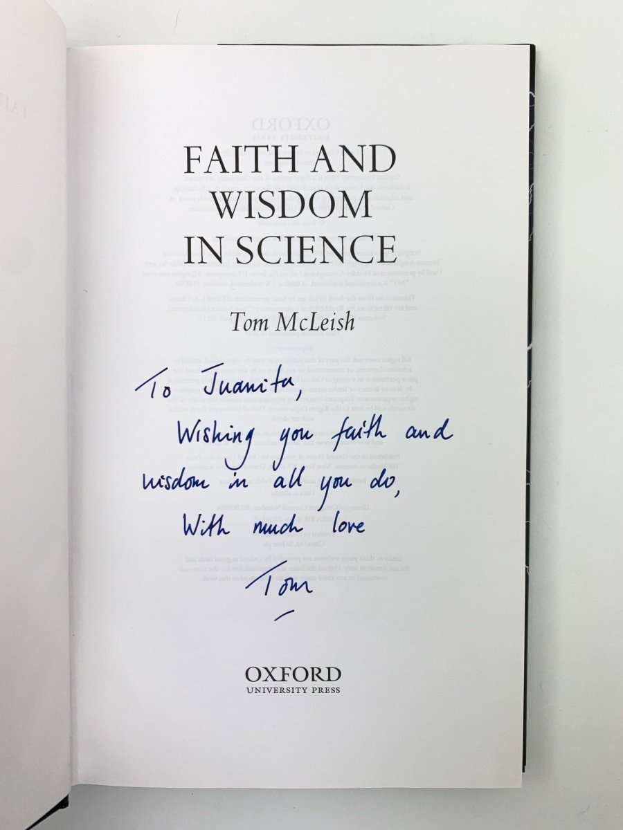 McLeish, Tom - Faith and Wisdom in Science - SIGNED | signature page