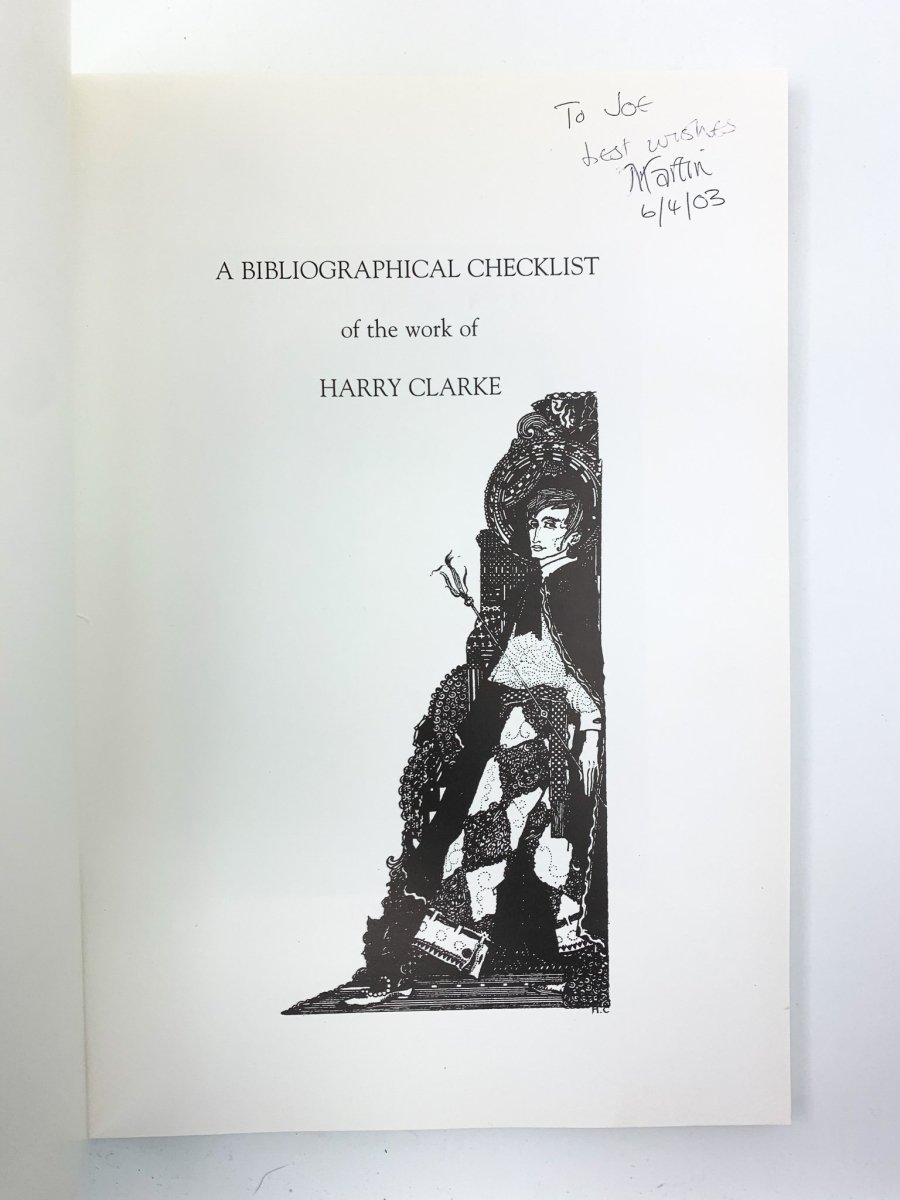 Moore Steenson, Martin - A Bibliographical Checklist of the work of Harry Clarke - SIGNED | signature page