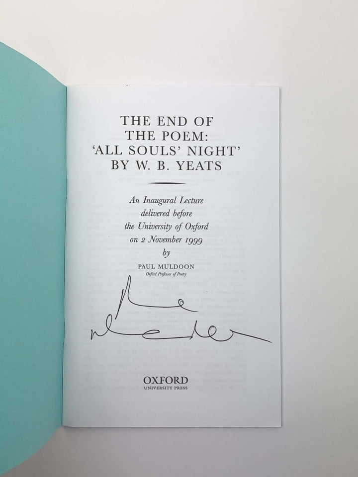 Muldoon, Paul - The End of the Poem - SIGNED | back cover