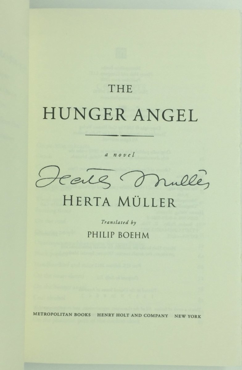 Muller, Herta - The Hunger Angel - With a SIGNED Copy of The Nobel Prize Acceptance Speech And Souvenir Program - SIGNED | signature page