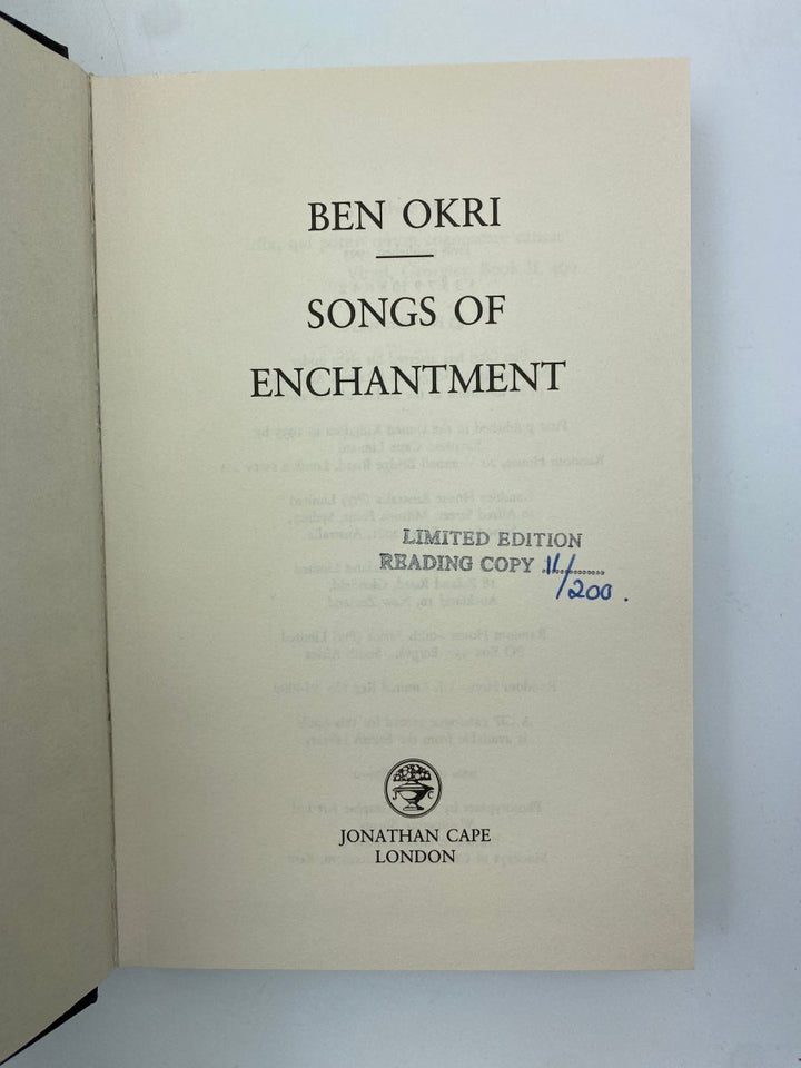 Okri, Ben - Songs of Enchantment | signature page