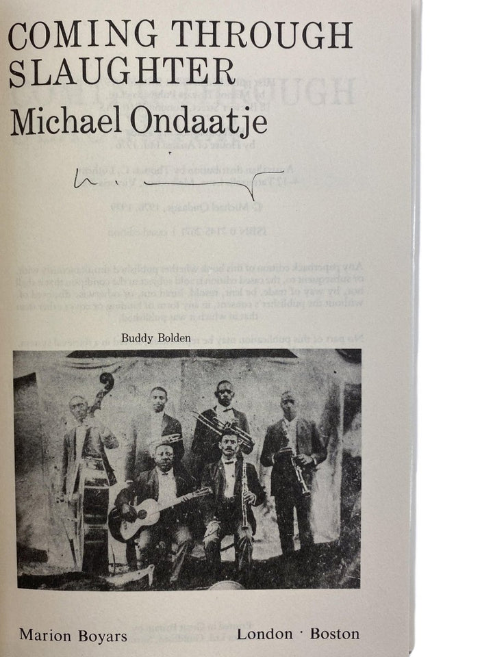 Ondaatje, Michael - Coming Through the Slaughter - SIGNED | signature page