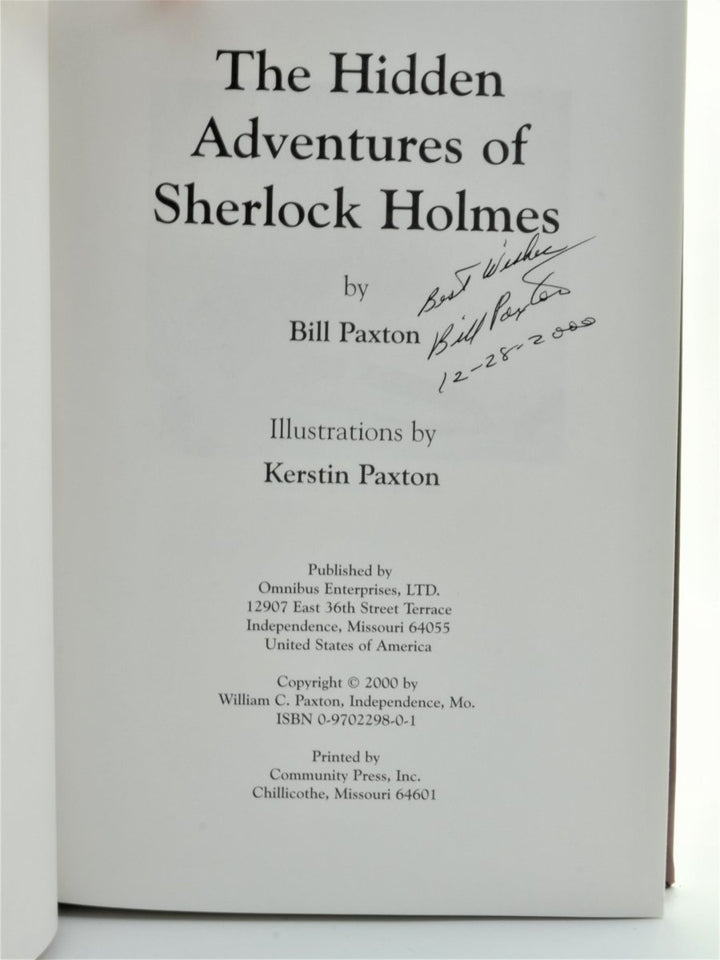 Paxton, Bill - The Hidden Adventures of Sherlock Holmes - SIGNED | signature page