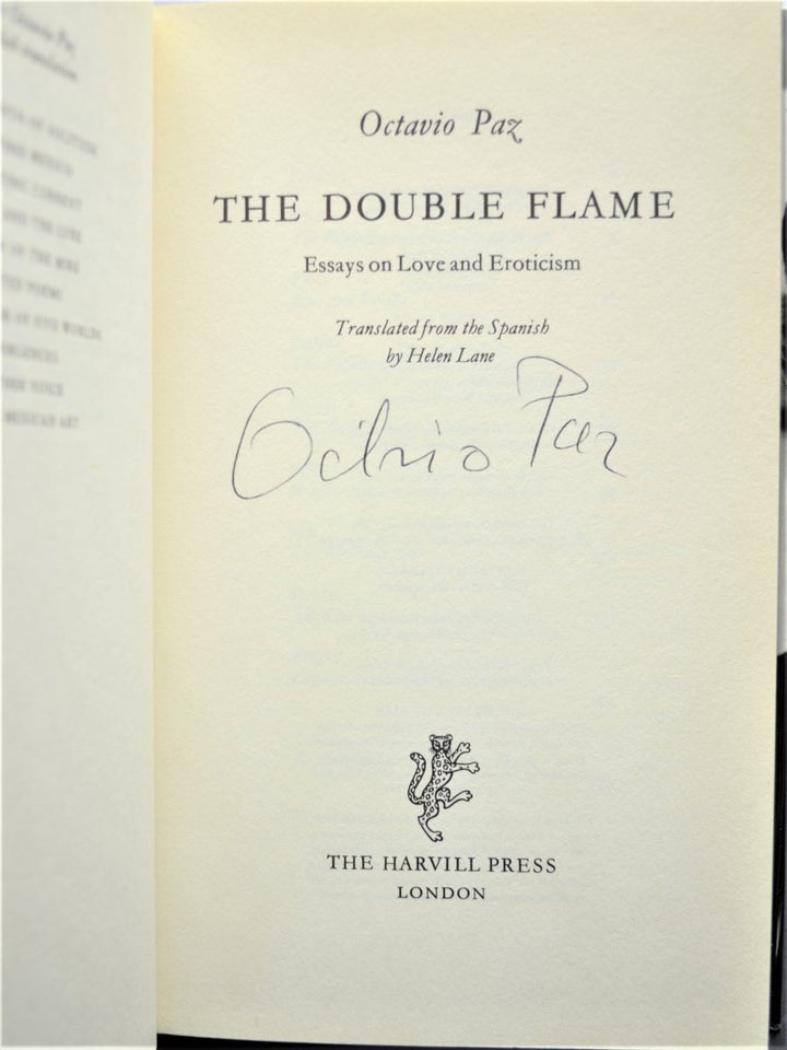 Paz, Octavio - The Double Flame (SIGNED) | back cover