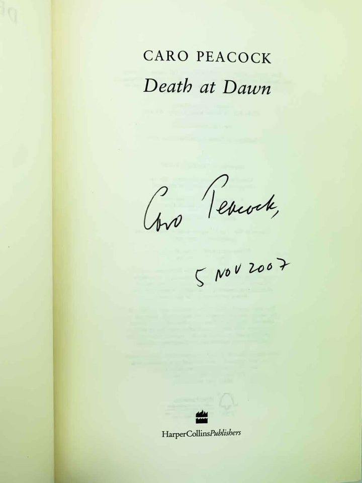 Peacock, Caro - Death at Dawn - SIGNED | signature page