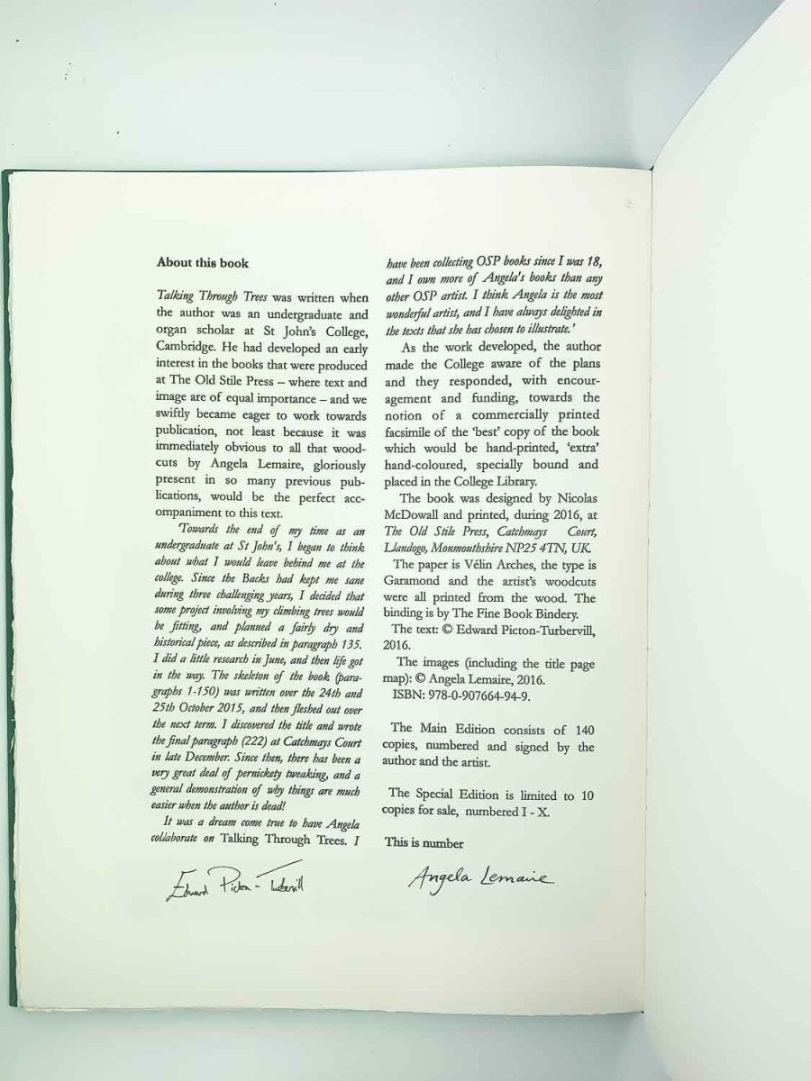 Picton-Turbervill, Edward - Talking through Trees - SIGNED | signature page