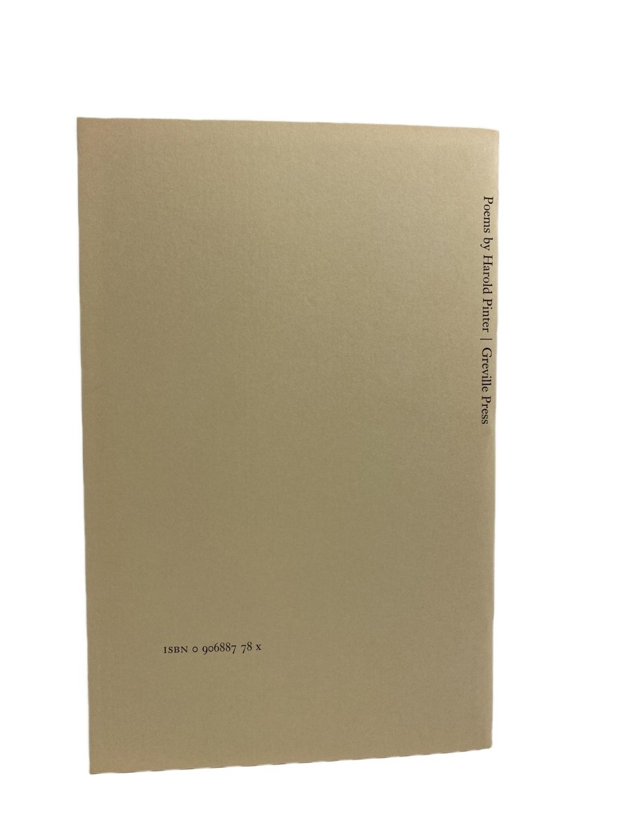 Pinter, Harold - Poems by Harold Pinter - SIGNED | back cover