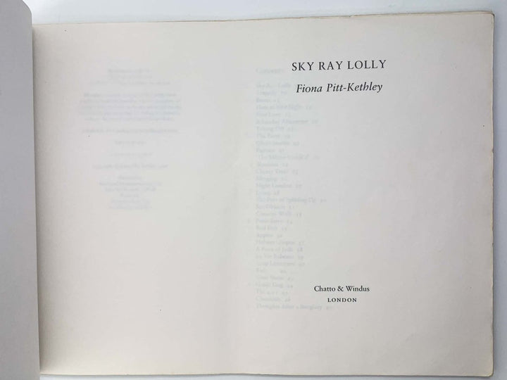 Pitt- Kethley, Fiona - Sky Ray Lolly | back cover