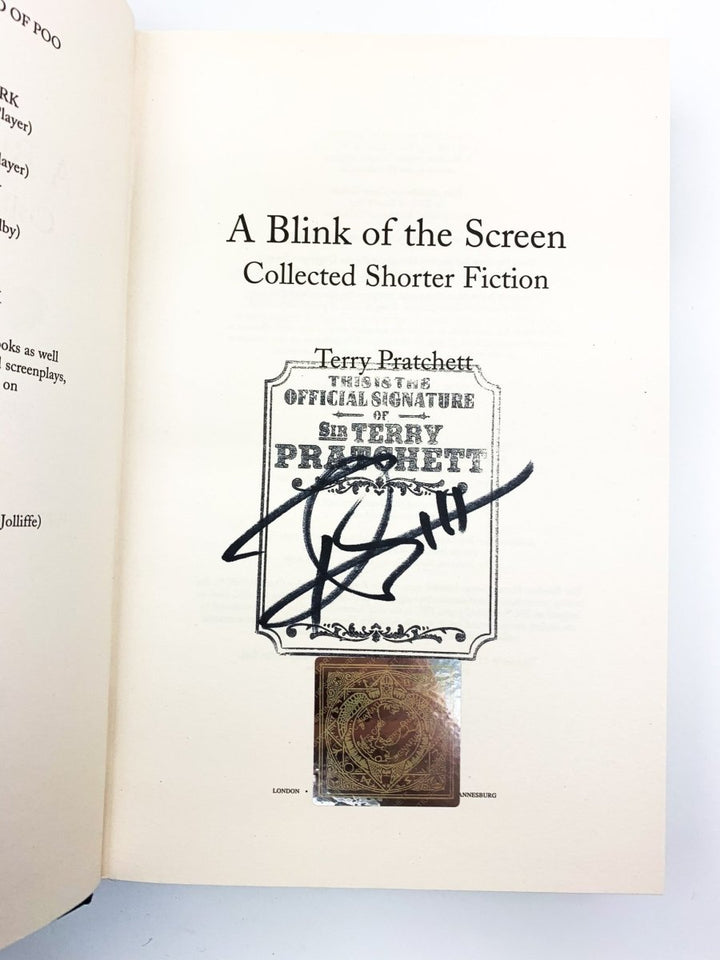 Pratchett, Terry - A Blink on the Screen - SIGNED | signature page