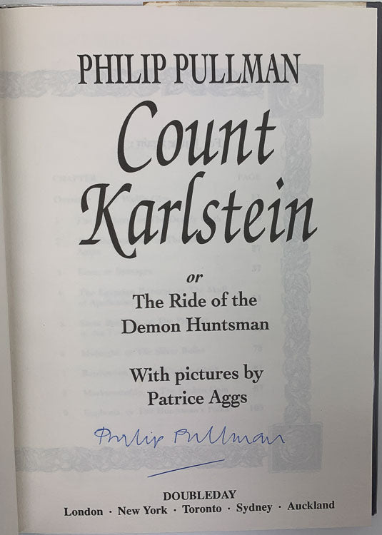 Pullman, Philip - Count Karlstein - SIGNED | signature page