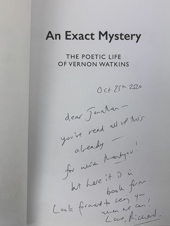 Ramsbotham, Richard - Exact Mystery : The Poetic Life of Vernon Watkins | back cover