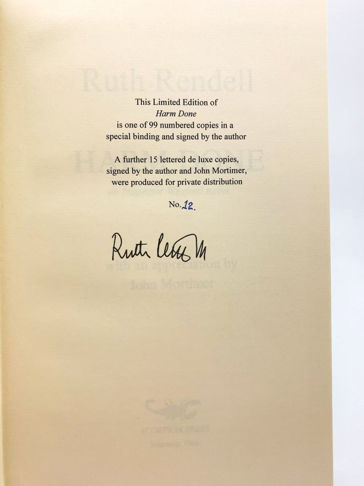 Rendell, Ruth - Harm Done - SIGNED | signature page