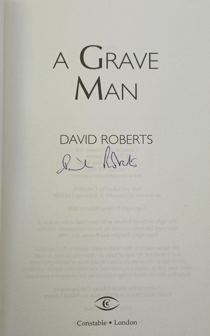Roberts David - A Grave Man - SIGNED | signature page