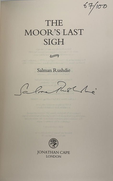Rushdie, Salman - The Moor's Last Sigh - SIGNED | signature page