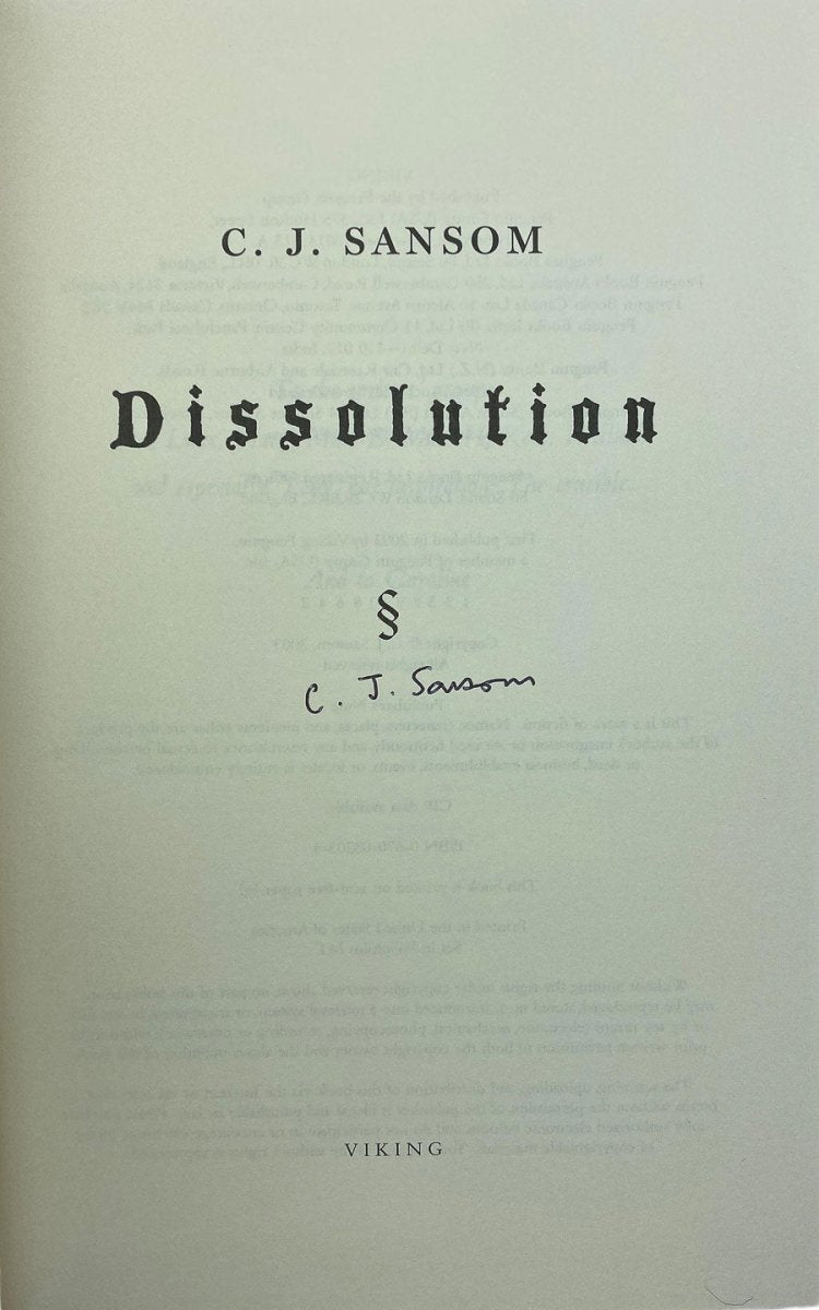 Sansom, C J - Dissolution - SIGNED | image3