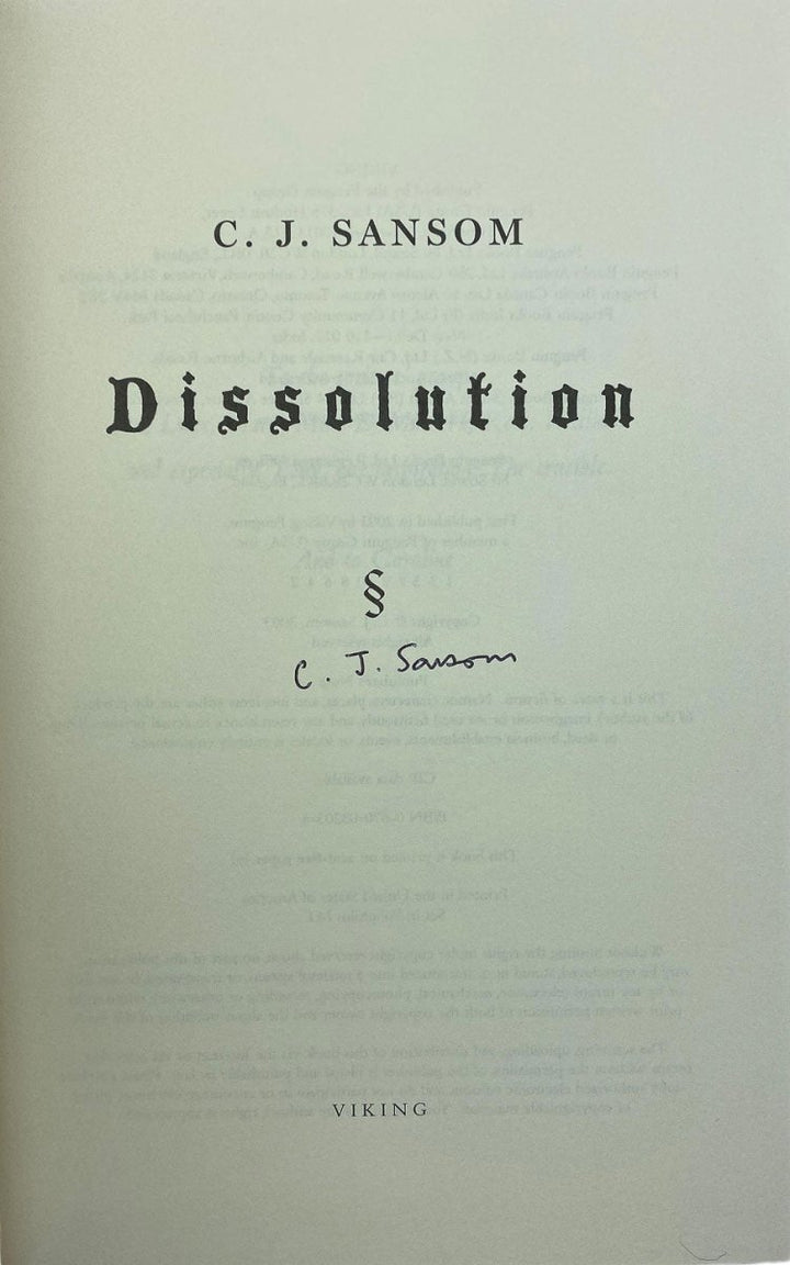 Sansom, C J - Dissolution - SIGNED | image3