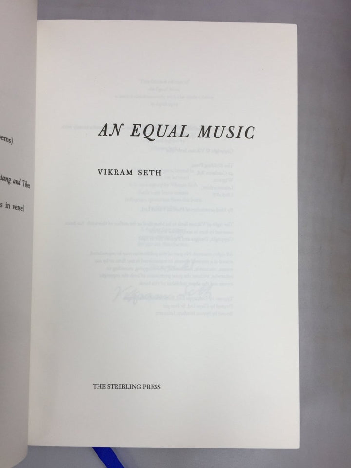 Seth, Vikram - An Equal Music | back cover
