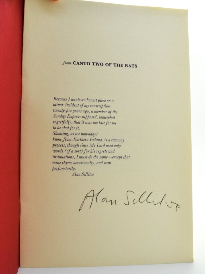 Sillitoe, Alan - From Canto Two of The Rats - SIGNED | back cover