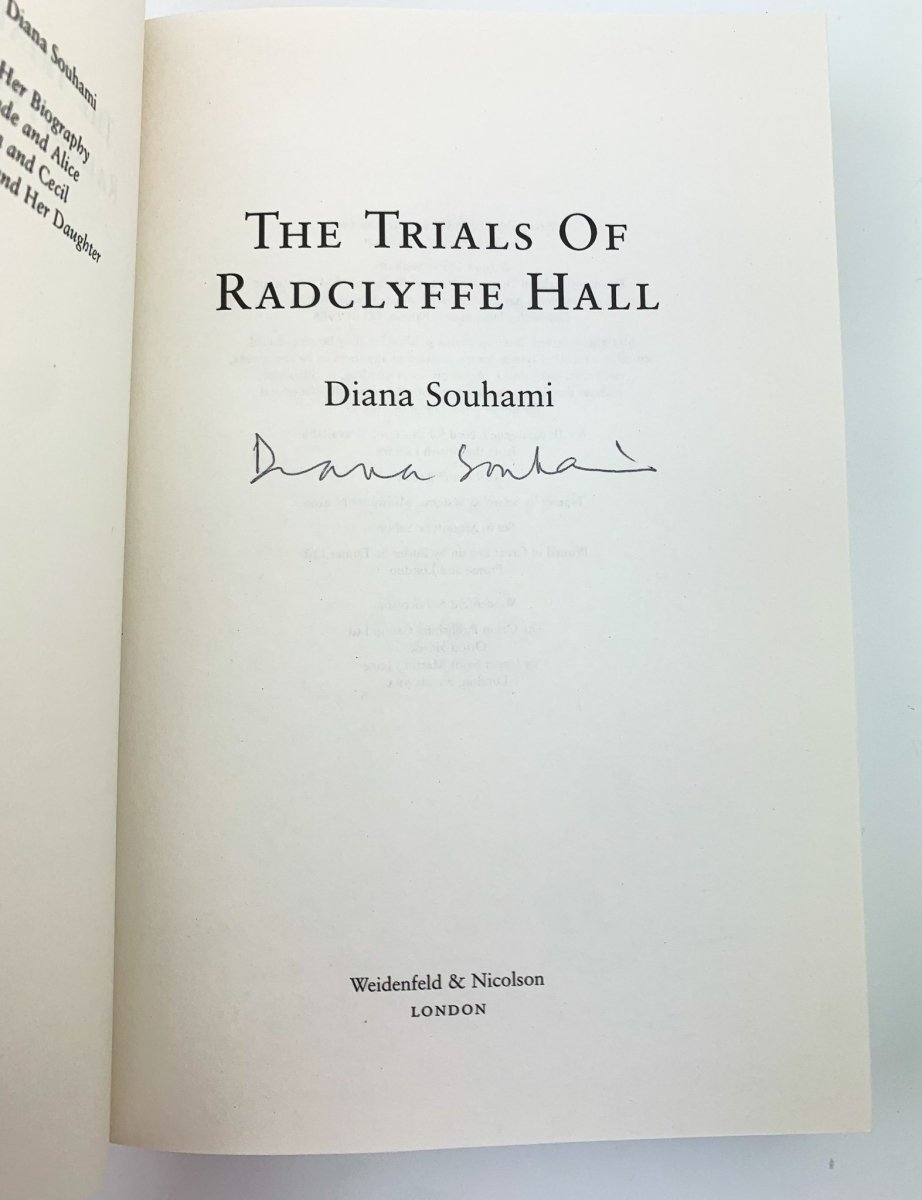 Souhami, Diana - The Trials of Radclyffe Hall - SIGNED | signature page