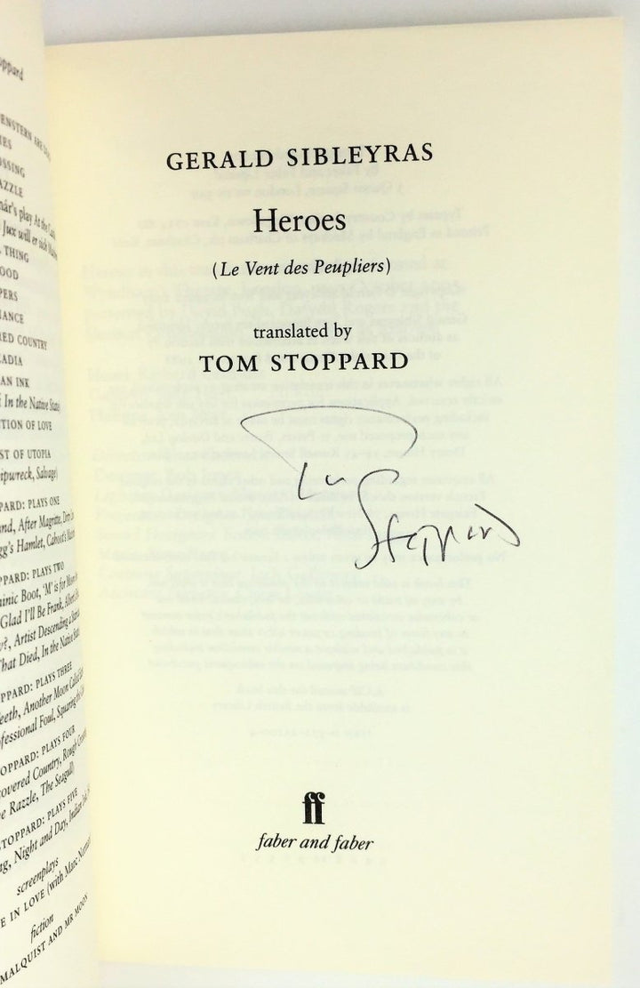 Stoppard, Tom ( Translates ) - Heroes | back cover