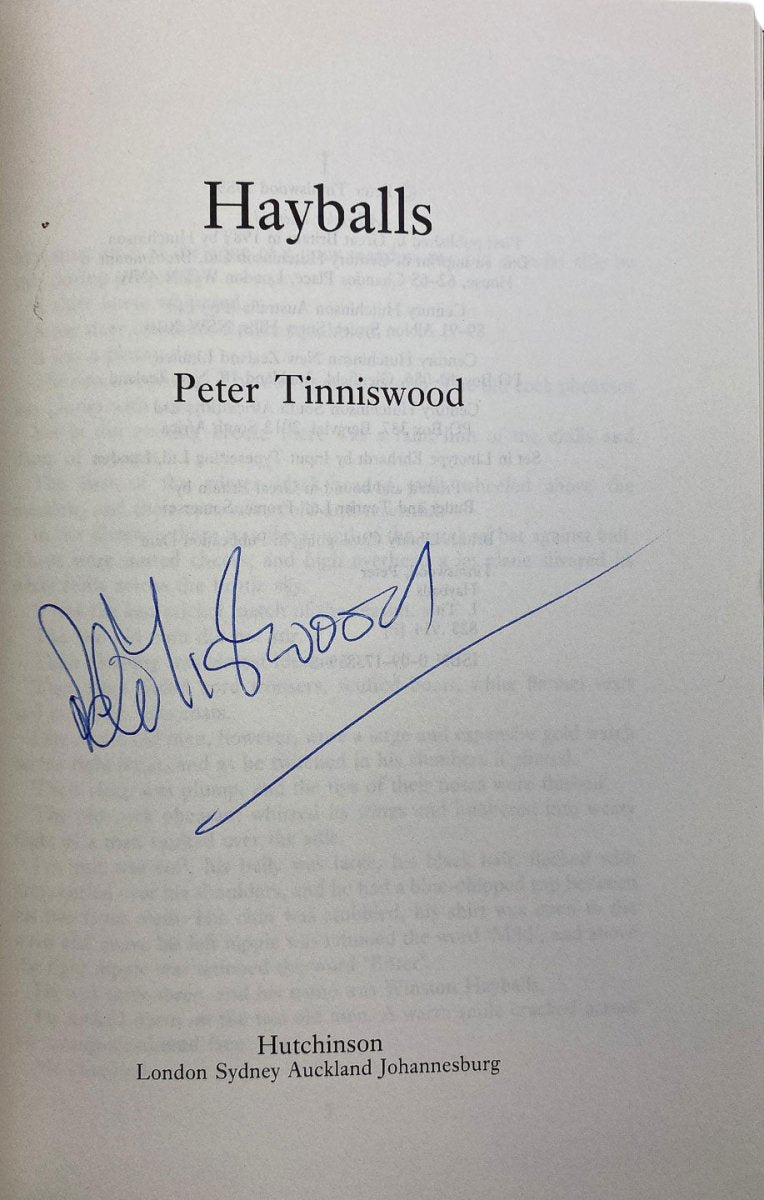 Tinniswood, Peter - Hayballs - SIGNED | signature page