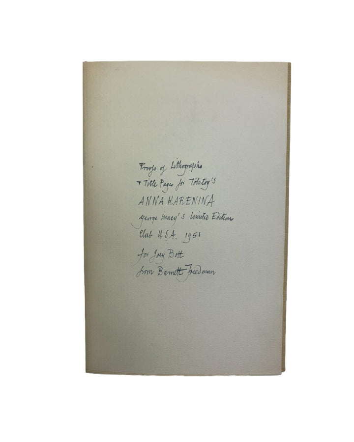 Tolstoy, Leo - Anna Karenina - specially bound set of proof lithographs INSCRIBED by Barnett Freedman | signature page