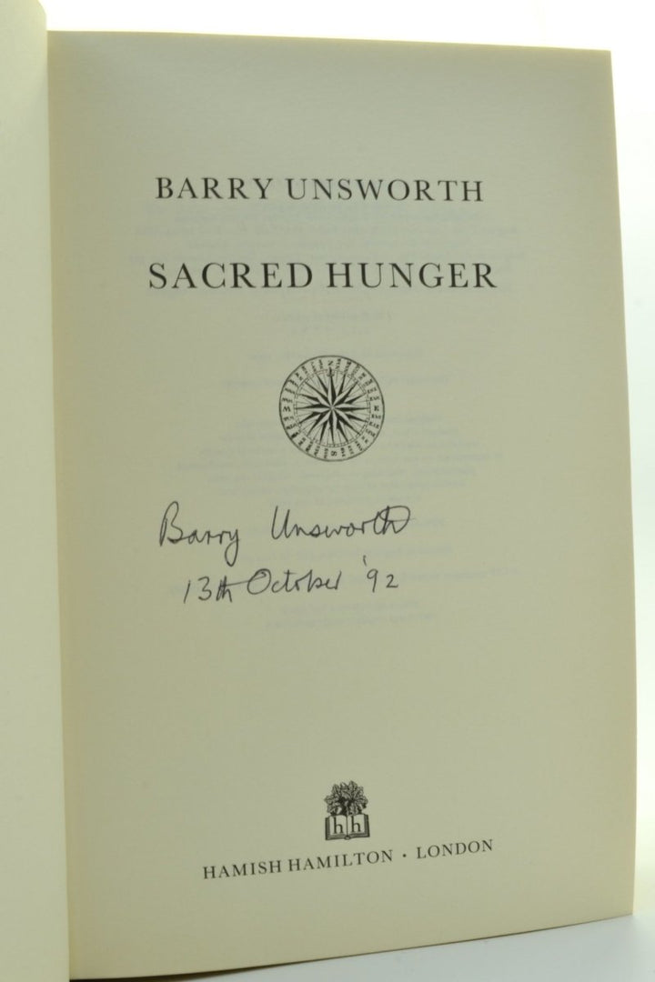 Unsworth, Barry - Sacred Hunger - SIGNED | signature page