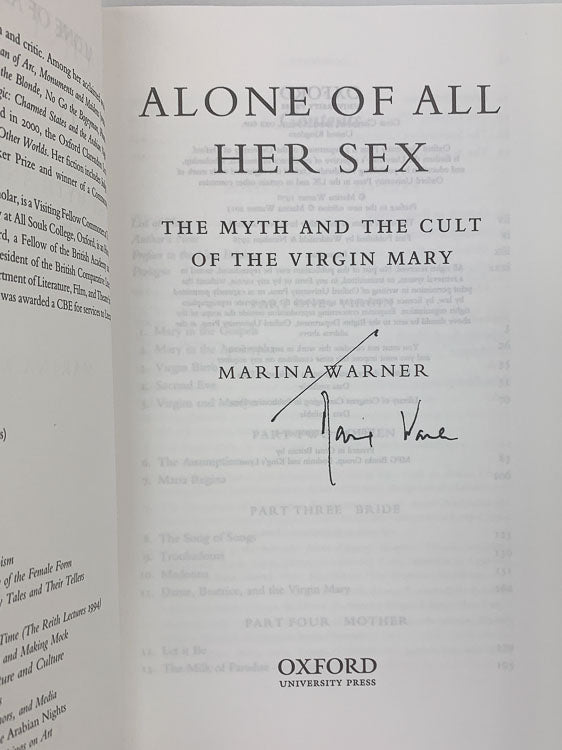 Warner, Marina - Alone of All Her Sex : The Myth and Cult of the Virgin Mary - SIGNED | signature page