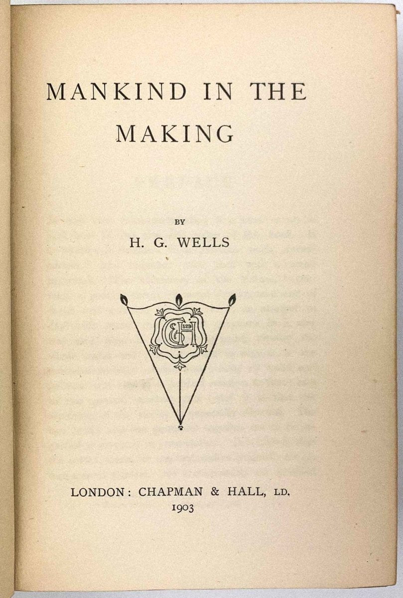 Wells, H G - Mankind in the Making | signature page
