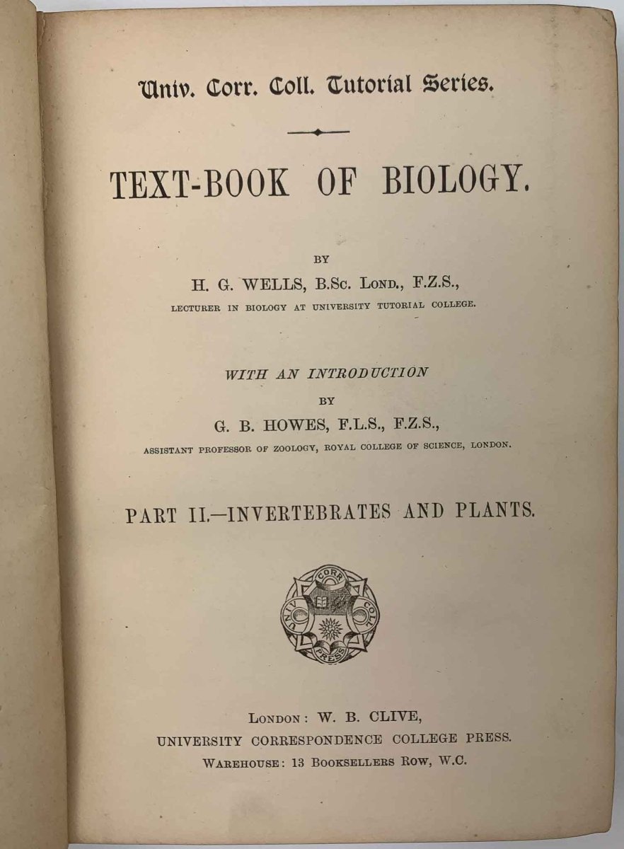 Wells, H G - Text Book of Biology ( 2 vols ) | book detail 6