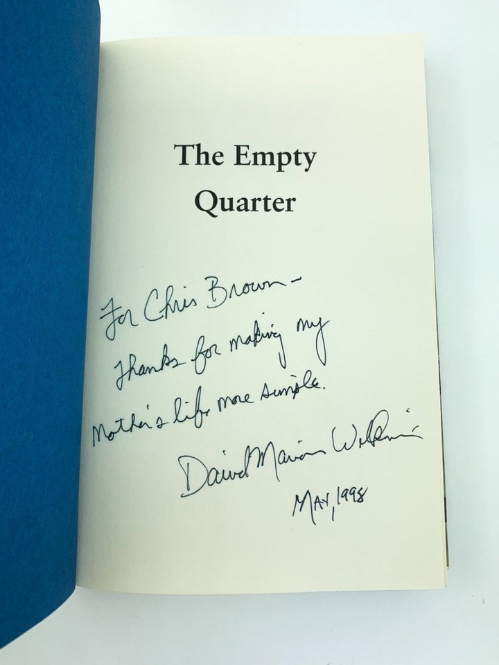Wilkinson, D Marion - The Empty Quarter - SIGNED | signature page