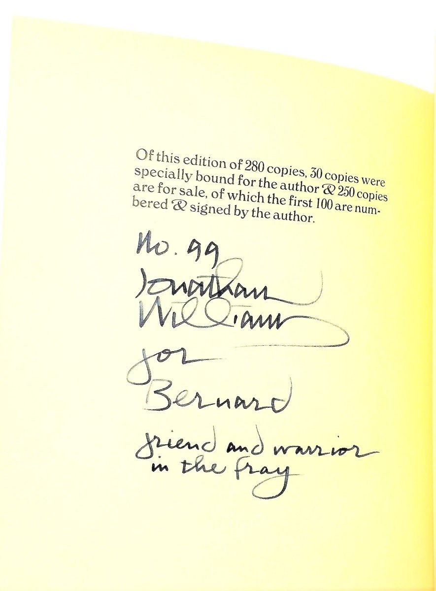 Williams, Jonathan - The Lucidities - SIGNED | back cover